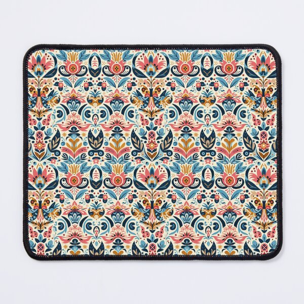 Item preview, Scandinavian Folk Art floral pattern two feathers designed and sold by FOLK ART FUSION.