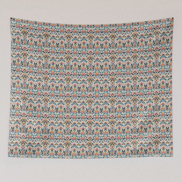 Item preview, Scandinavian Folk Art floral pattern two feathers  designed and sold by FOLK ART FUSION by heidiannemorris.