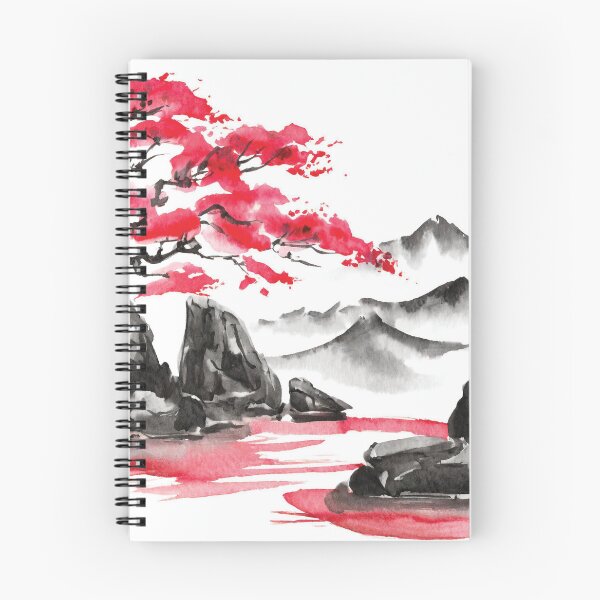 Item preview, Tranquil Sumi-e Serenity Among Pine mountains designed and sold by Marithrax.