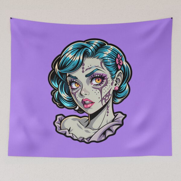 Aperçu de l'œuvre Cute Vintage Anime Zombie Pinup Girl créée et vendue par TheArtOfPat.