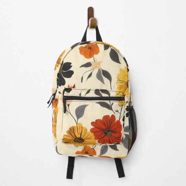Item preview, Pretty vintage floral design in red, yellow and brown on cream background designed and sold by PrettyPinkSkies.