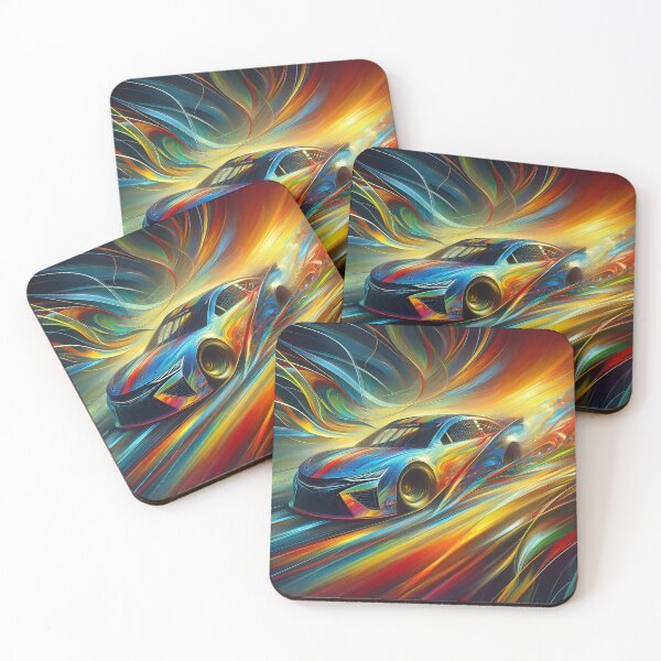 Item preview, Velocity Blaze Racing Car Engulfed in Colourful Speed Trails designed and sold by ArtComixHaven.