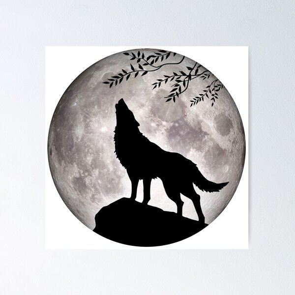 Werewolf By Night Full Moon Poster Black N White by AkiTheFull on