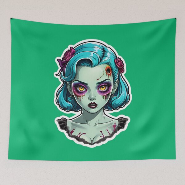 Aperçu de l'œuvre Cute Vintage Anime Zombie Pinup Girl créée et vendue par TheArtOfPat.