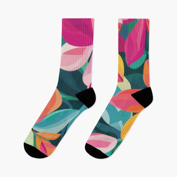 Item preview, Bold colourful tropical floral print in pink, yellow & green. designed and sold by PrettyPinkSkies.