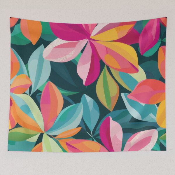 Item preview, Bold colourful tropical floral print in pink, yellow & green. designed and sold by PrettyPinkSkies.