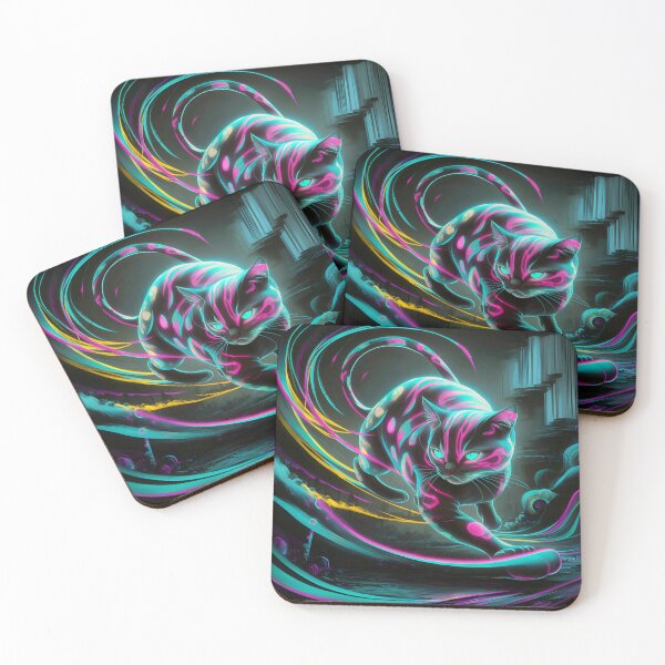 Item preview, Surreal Neon Cat: Unique Graphics for T-Shirts, Posters and Accessories designed and sold by GL!TCH LAB.