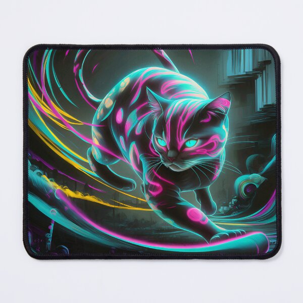 Item preview, Surreal Neon Cat: Unique Graphics for T-Shirts, Posters and Accessories designed and sold by GL!TCH LAB.