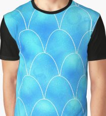 Blue Mermaid Scales Pattern Graphic T-Shirt