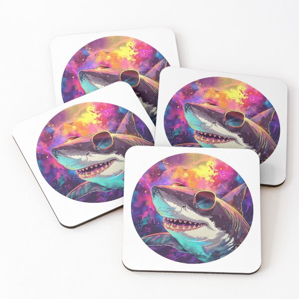 Item preview, Shark in Sunglasses Aloha Retro Hawaii Beach Jawsome  designed and sold by ArtFromBeyond.