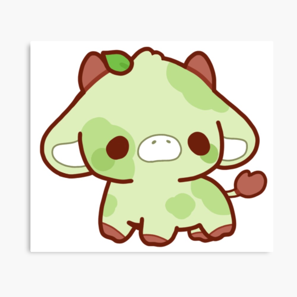 Green Cute Lime Cow Poster