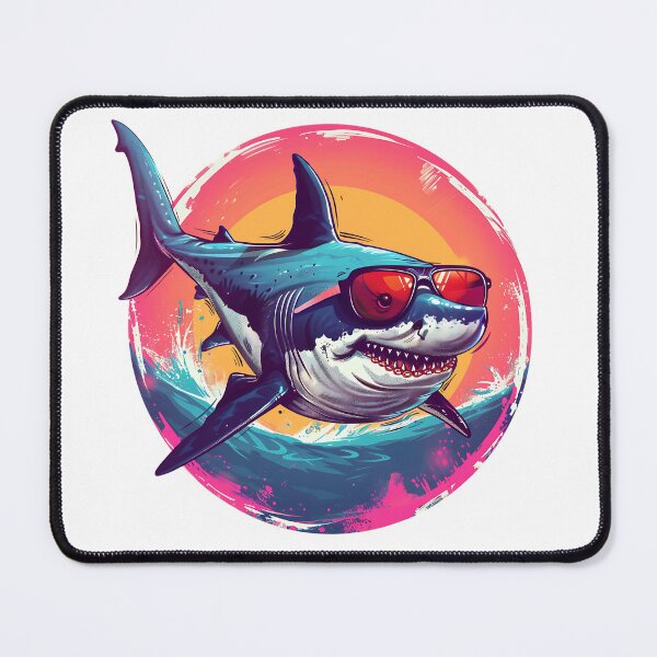 Item preview, Shark in Sunglasses Aloha Retro Hawaii Beach Jawsome designed and sold by ArtFromBeyond.