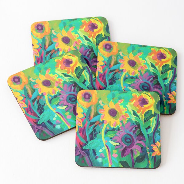 Item preview, Serene Spring Reverie - Dancing Hues of Lime Green and Magenta Among Sunflowers designed and sold by OlfactoART Studio.