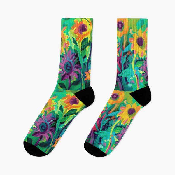 Item preview, Serene Spring Reverie - Dancing Hues of Lime Green and Magenta Among Sunflowers designed and sold by OlfactoART Studio.