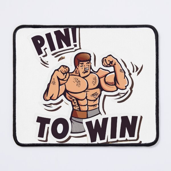 Item preview, Cartoon Wrestler - Pin to Win Muscle Pose designed and sold by NiftyWrx.