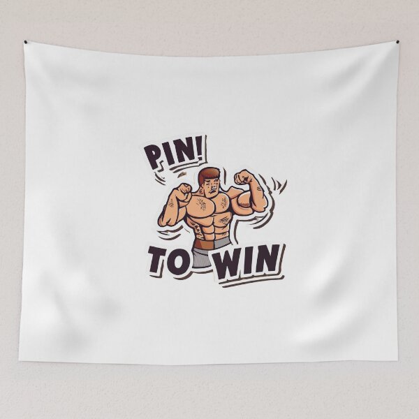 Item preview, Cartoon Wrestler - Pin to Win Muscle Pose designed and sold by NiftyWrx.