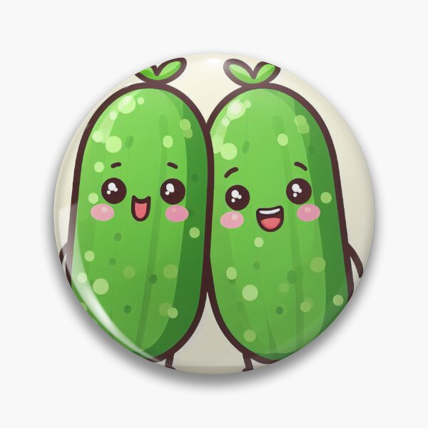 Item preview, kawaii cucumbers lovers pair of two with yellow background designed and sold by SaraDatCool.