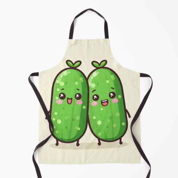 Item preview, kawaii cucumbers lovers pair of two with yellow background designed and sold by SaraDatCool.
