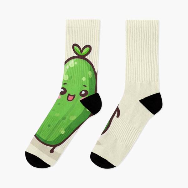 Item preview, kawaii cucumbers lovers pair of two with yellow background designed and sold by SaraDatCool.