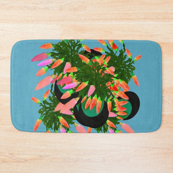 Item preview, Orange and Pink Christmas Cactus on Blue hex code 59abc3 designed and sold by Victoria Rose.