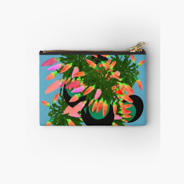 Item preview, Orange and Pink Christmas Cactus on Blue hex code 59abc3 designed and sold by Victoria Rose.