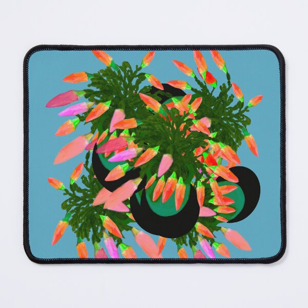 Item preview, Orange and Pink Christmas Cactus on Blue hex code 59abc3 designed and sold by Victoria Rose.