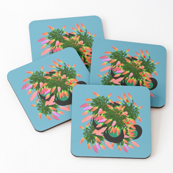 Item preview, Orange and Pink Christmas Cactus on Blue hex code 59abc3 designed and sold by Victoria Rose.