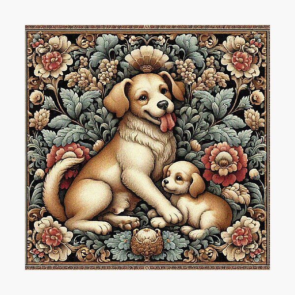 Item preview, Mother Dog and Puppy in Flower Garden designed and sold by Illuministique.