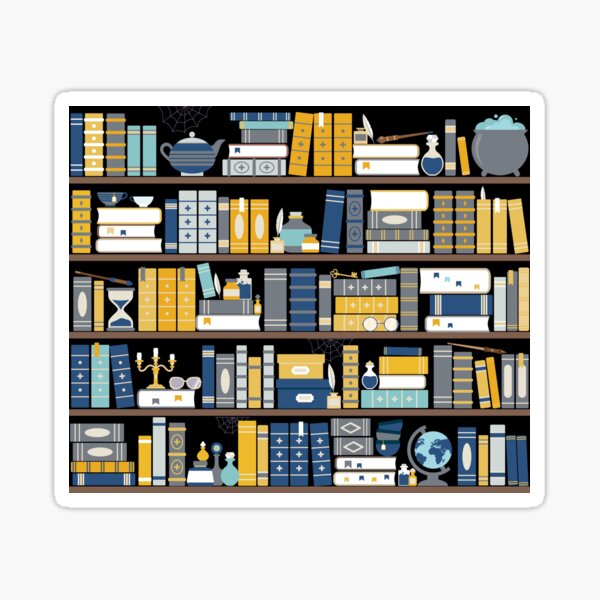 Bookcase Pattern - Blue Yellow Library Sticker