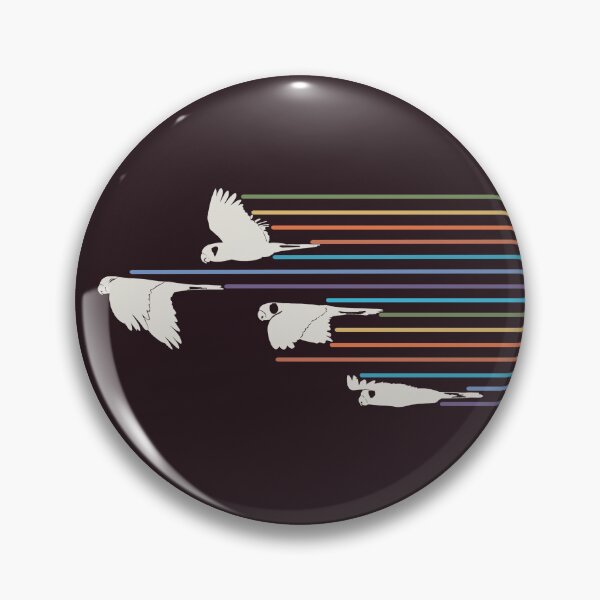 Item preview, Black cockatoos in white with rainbow trails.  designed and sold by Old Friends.