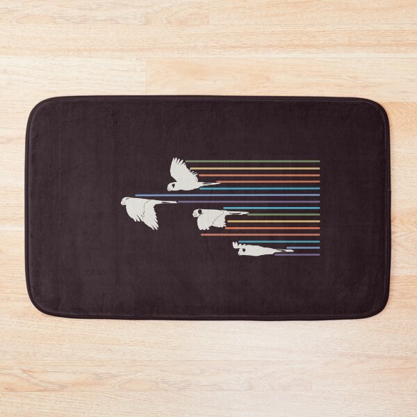 Item preview, Black cockatoos in white with rainbow trails.  designed and sold by Old Friends.
