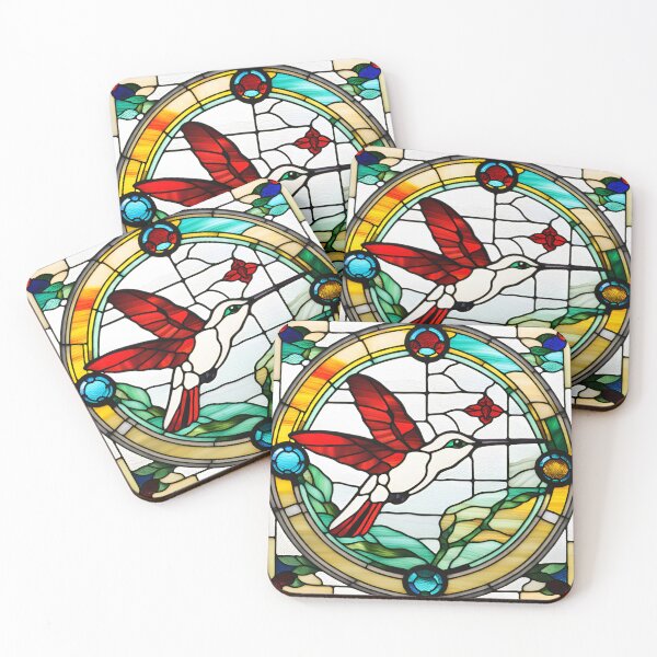 Item preview, Hummingbird Stained Glass v3 - Gardening designed and sold by blankslategardn.