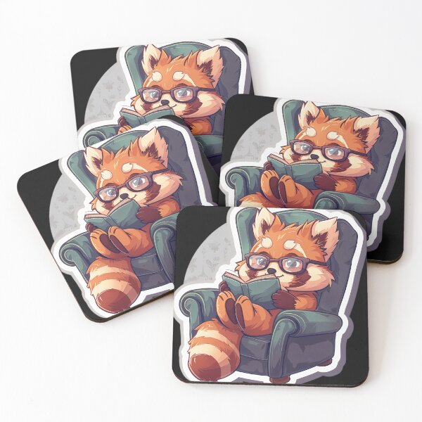 Item preview,  Red Panda Cartoon Sitting Reading A Book designed and sold by Alexanderab6.