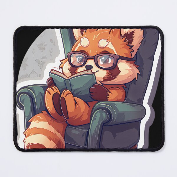 Item preview,  Red Panda Cartoon Sitting Reading A Book designed and sold by Alexanderab6.