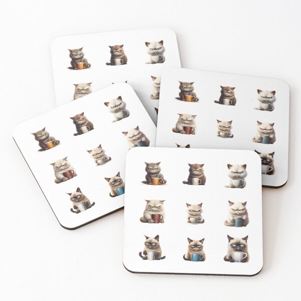 Item preview, Grumpy Coffee Cat Bundle 9 Pcs designed and sold by Crazycatgraphic.