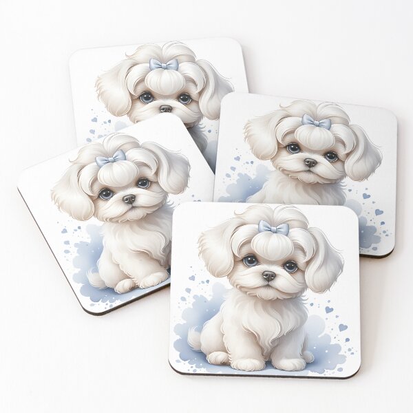 Item preview, Cute Maltese Puppy with Blue Bow designed and sold by DesignsbyVelvet.