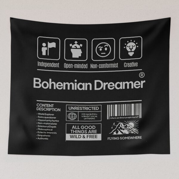 Item preview, Bohemian Dreamer Typography T-shirt Artwork designed and sold by Obsidian Ink by Wilshire.