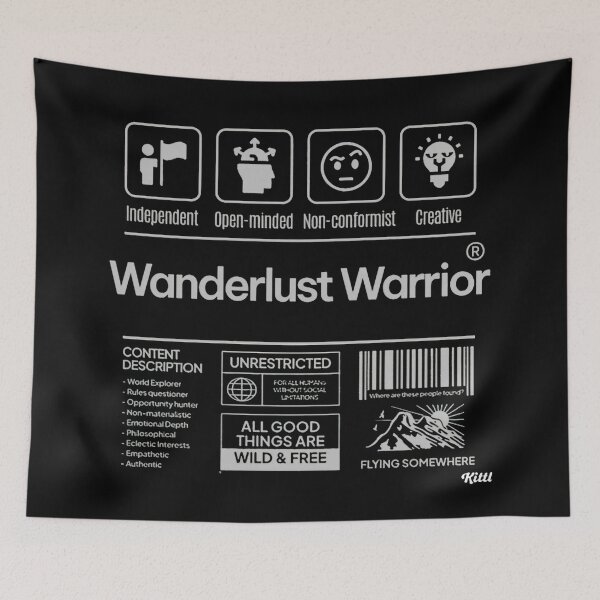 Item preview, Wanderlust Warrior Typography T-shirt Artwork! designed and sold by Obsidian Ink by Wilshire.