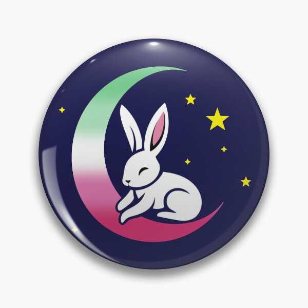 Item preview, Cute Bunny Rabbit on an Abrosexual Pride Flag Moon, Discreet Abrosexual Pride Design designed and sold by Travelslightly.