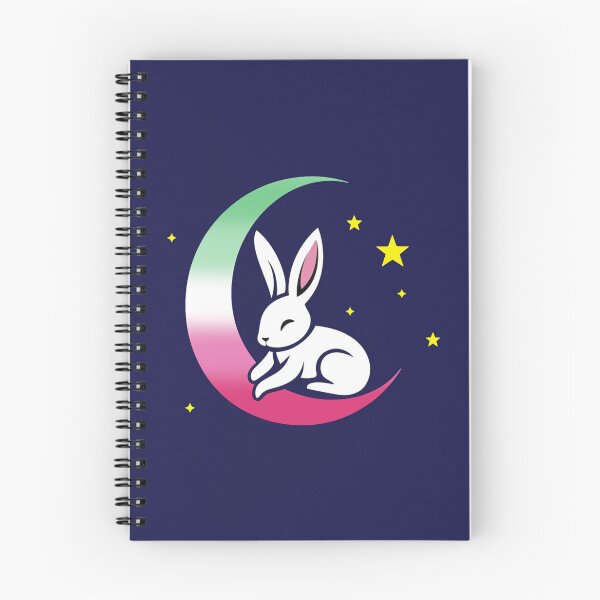 Item preview, Cute Bunny Rabbit on an Abrosexual Pride Flag Moon, Discreet Abrosexual Pride Design designed and sold by Travelslightly.