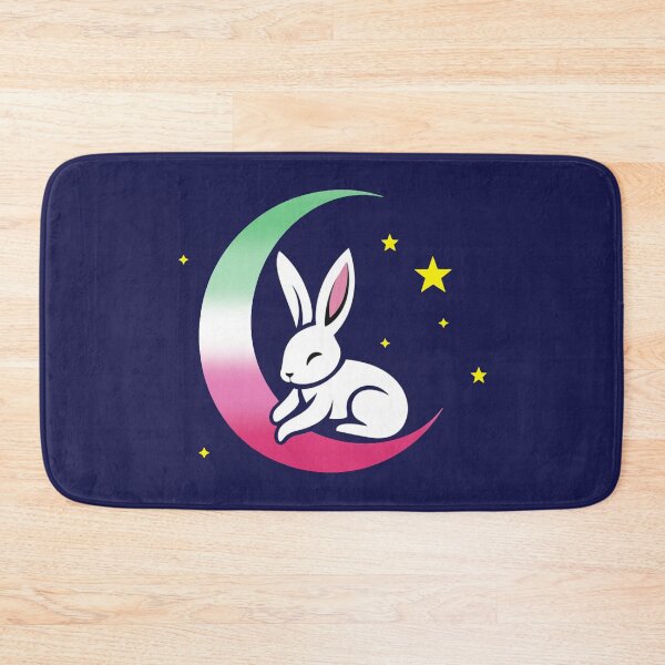 Item preview, Cute Bunny Rabbit on an Abrosexual Pride Flag Moon, Discreet Abrosexual Pride Design designed and sold by Travelslightly.