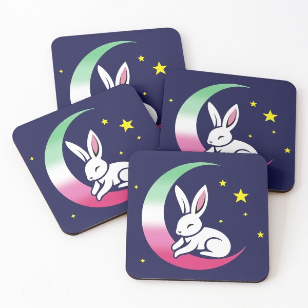Item preview, Cute Bunny Rabbit on an Abrosexual Pride Flag Moon, Discreet Abrosexual Pride Design designed and sold by Travelslightly.