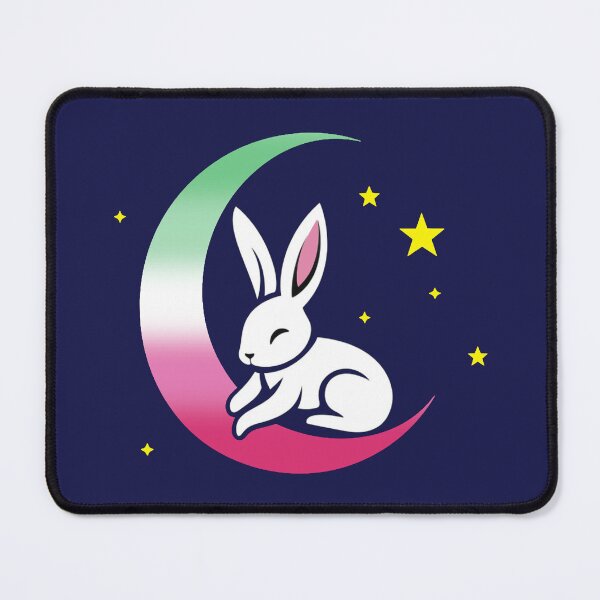 Item preview, Cute Bunny Rabbit on an Abrosexual Pride Flag Moon, Discreet Abrosexual Pride Design designed and sold by Travelslightly.