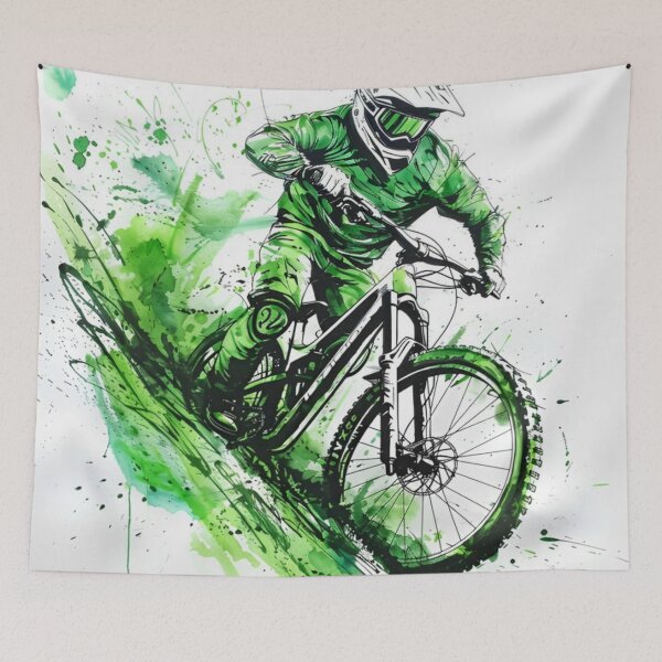 Item preview, A stunning ink drawing of a fearless mountain biker designed and sold by JOTAMIKE.