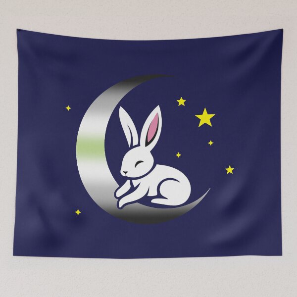 Item preview, Cute Bunny Rabbit on an Agender Pride Flag Moon, Discreet Agender Pride Design designed and sold by Travelslightly.