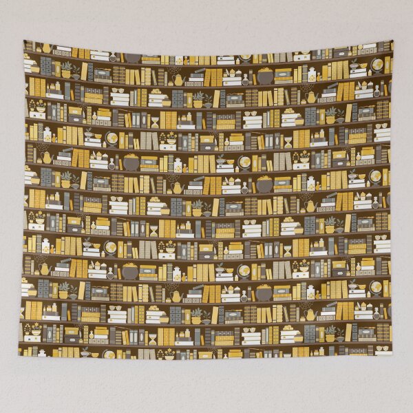 Item preview, Bookshelf Pattern - Yellow and Grey designed and sold by Kit Cronk.