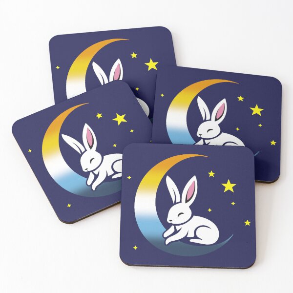 Item preview, Cute Bunny Rabbit on an AroAce Pride Flag Moon, Discreet AroAce Pride Design designed and sold by Travelslightly.