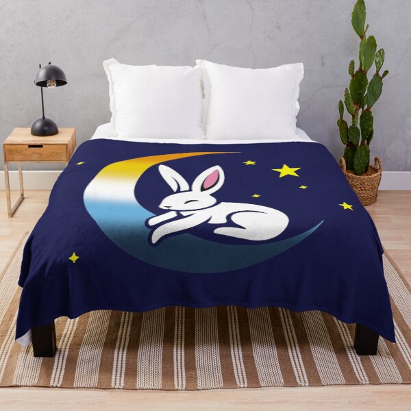 Item preview, Cute Bunny Rabbit on an AroAce Pride Flag Moon, Discreet AroAce Pride Design designed and sold by Travelslightly.