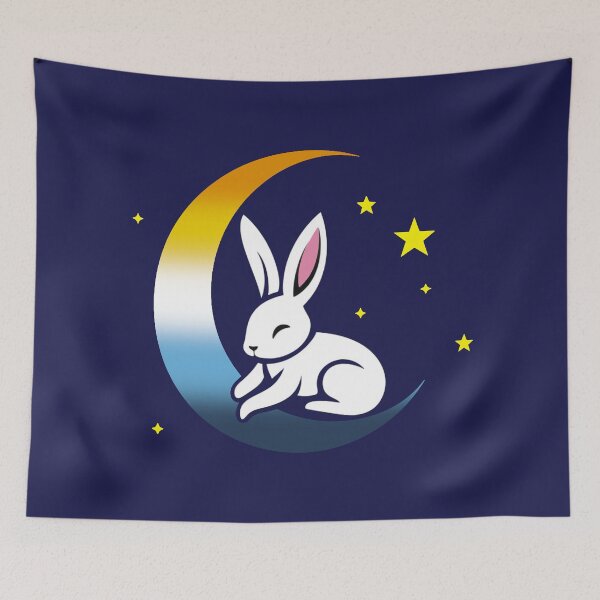 Item preview, Cute Bunny Rabbit on an AroAce Pride Flag Moon, Discreet AroAce Pride Design designed and sold by Travelslightly.