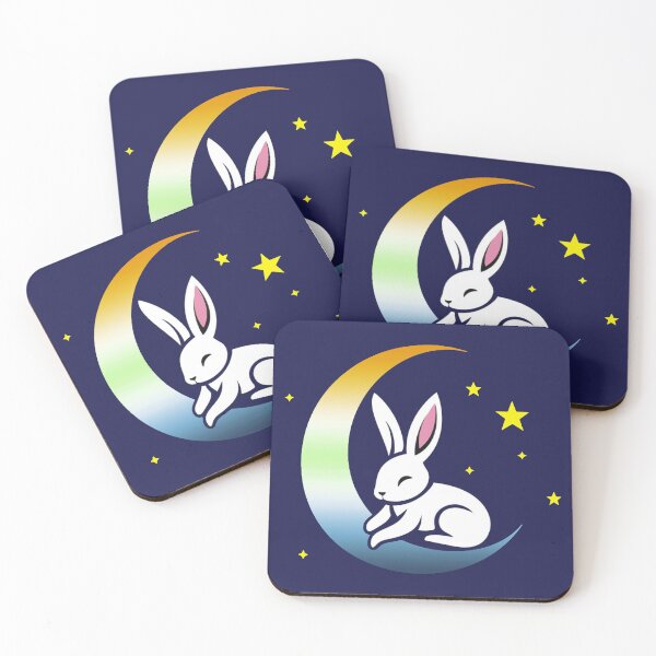 Item preview, Cute Bunny Rabbit on an AroAce Agender Pride Flag Moon, Discreet AroAce Agender Pride Design designed and sold by Travelslightly.